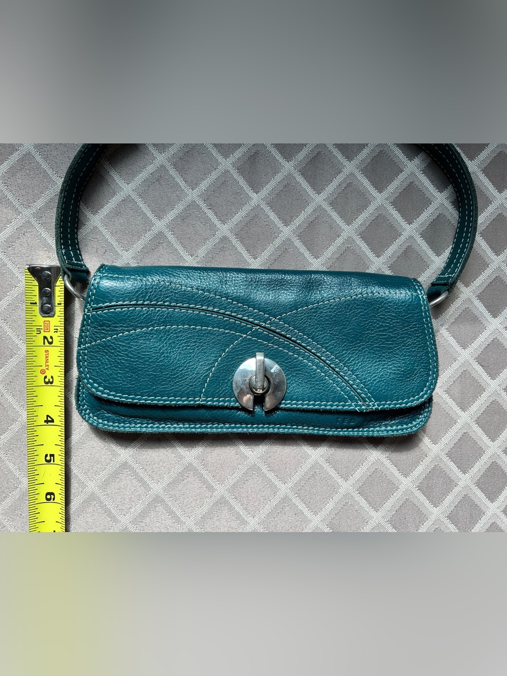 Vintage Ted Baker Teal Leather Turn-Lock Clutch - Women Bags